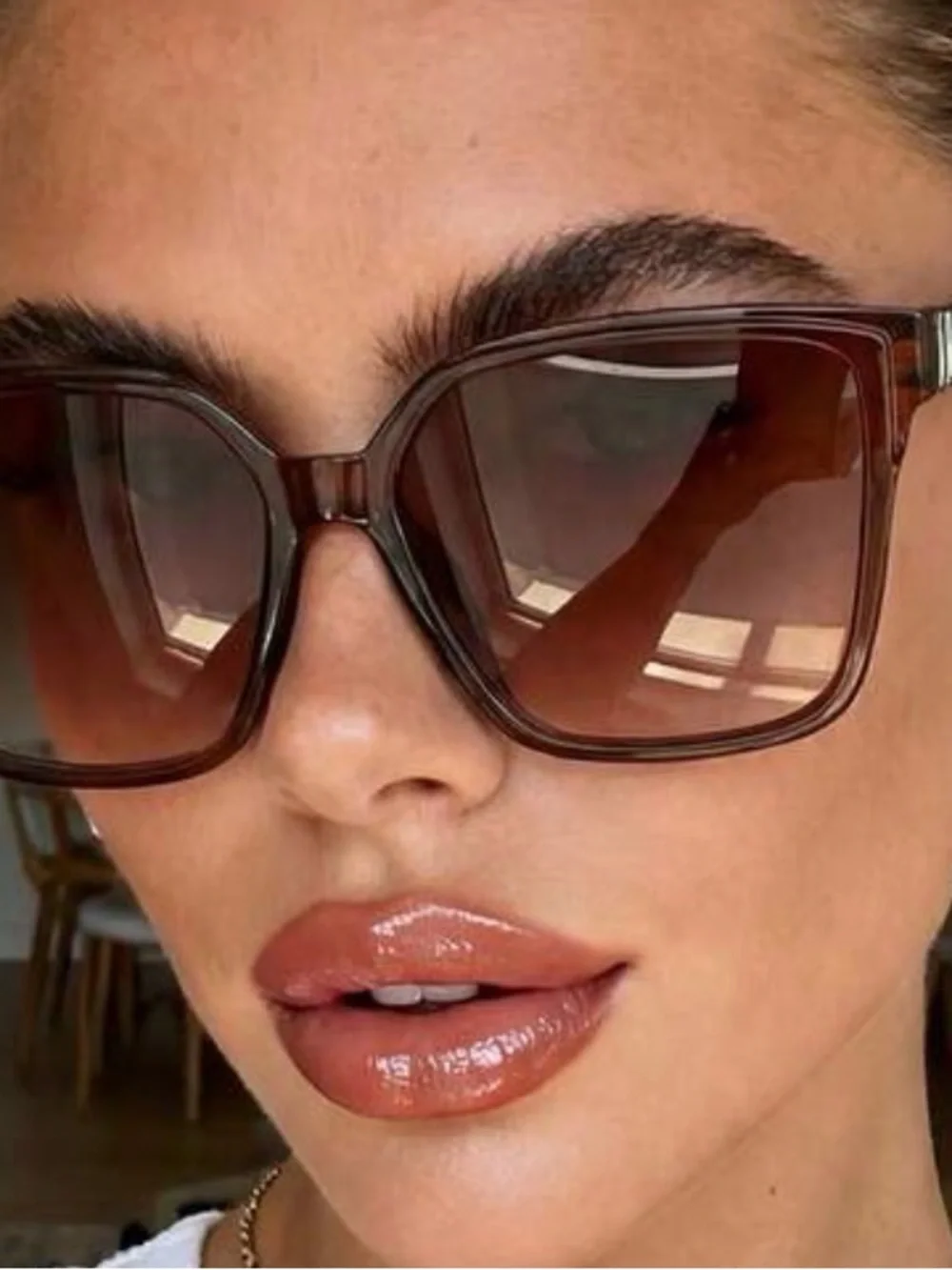 Brown Square Oversized Women's Sunglasses